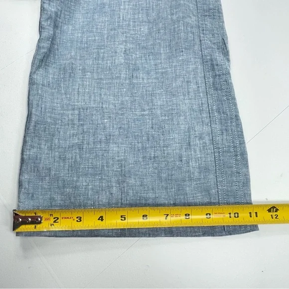 ATHLETA Women's Wide Leg 100% Linen Blue Pants Elastic Waist Zip Pockets Size 8 - Picture 11 of 11